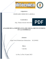 Analisis de La Importancia Del Reglamento Interno en Las Empresas DERECHO LABORAL