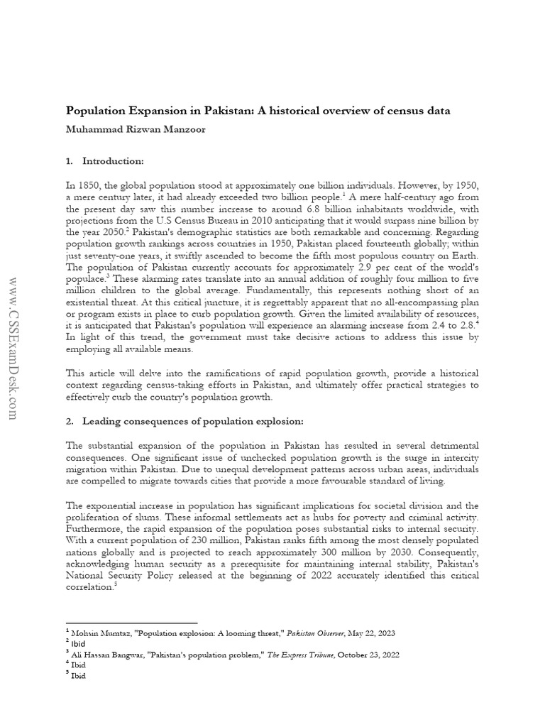 Pakistan's Population Growth Crisis | PDF | Family Planning | Census