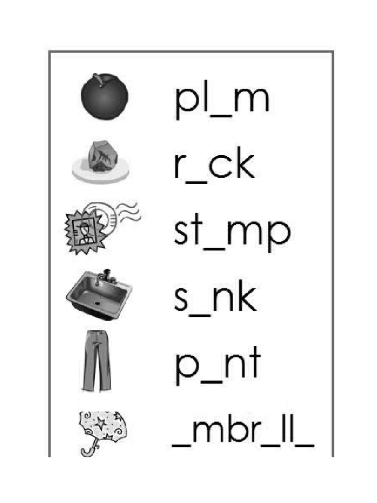 Fill in The Blanks With Vowels | PDF