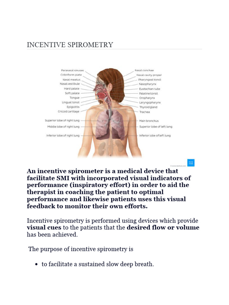 Incentive Spirometry PDF Breathing Respiration