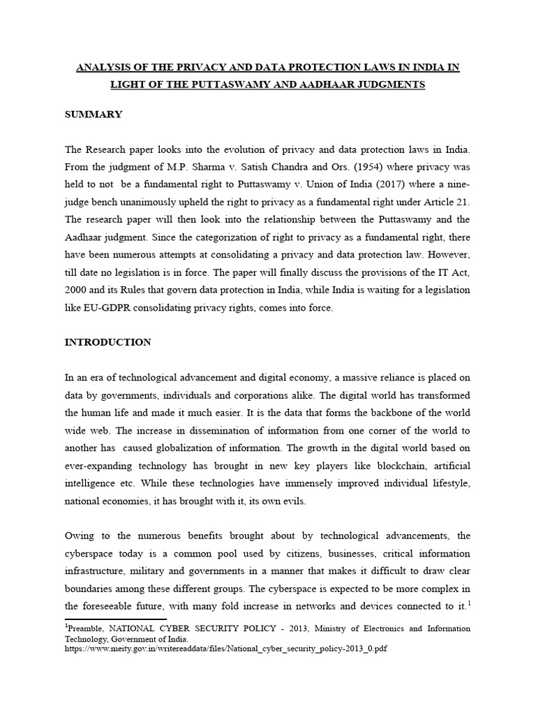 Ijalr Privacy Research Paper Pdf Privacy Right To Privacy