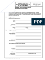 FL Tni 045 Rev 02 Questionare To Assist Preparation For Iso 1400