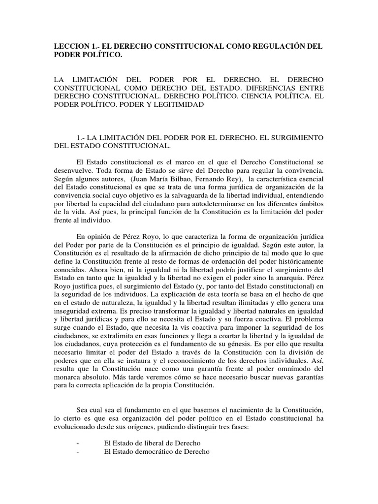 Derecho Constitucional y Poder Político | PDF | Constitución | Estado ...