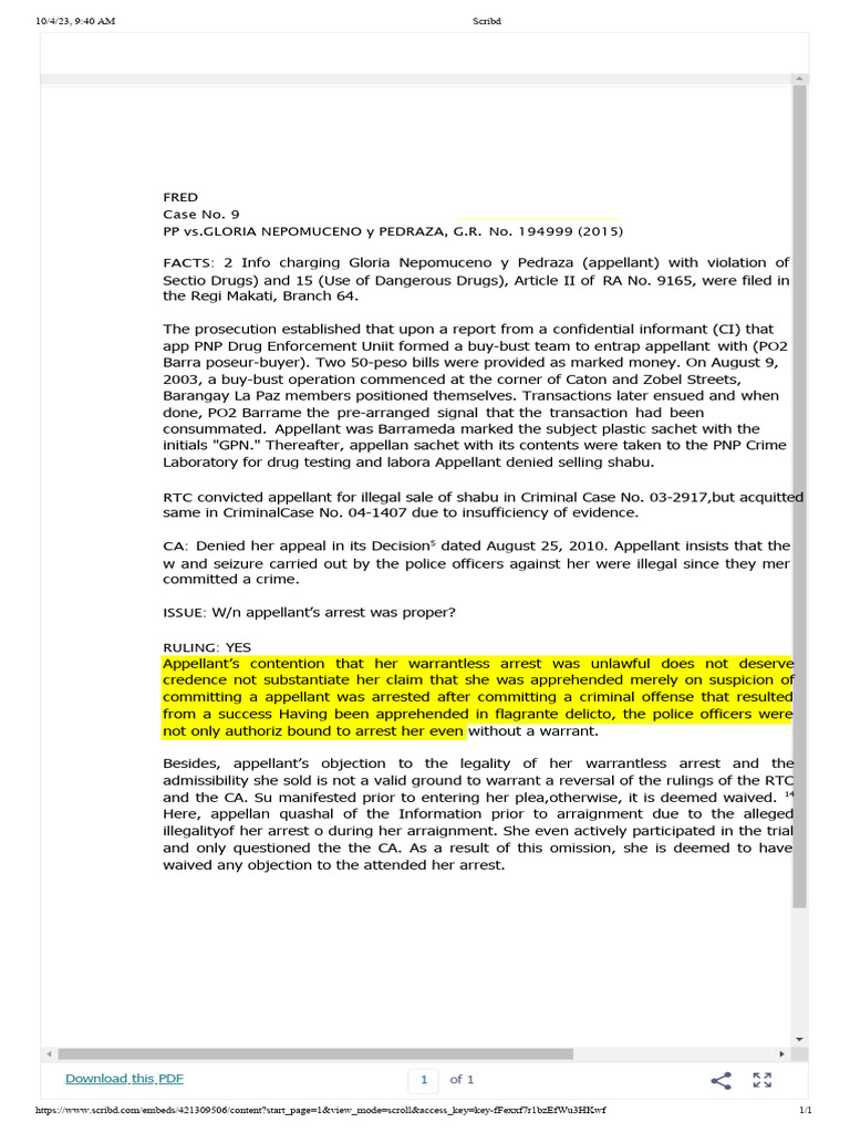 Scribd | PDF | Arrest | Crimes