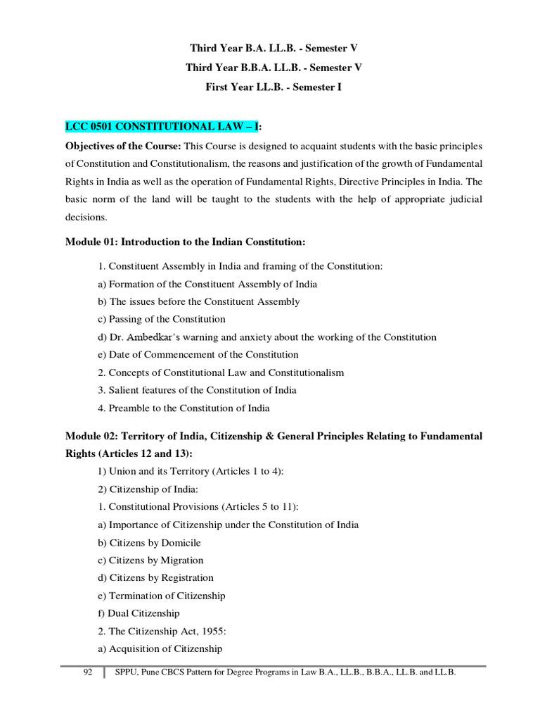 Constitutional Law I Syllabus Overview | PDF | Political Charters | Rights