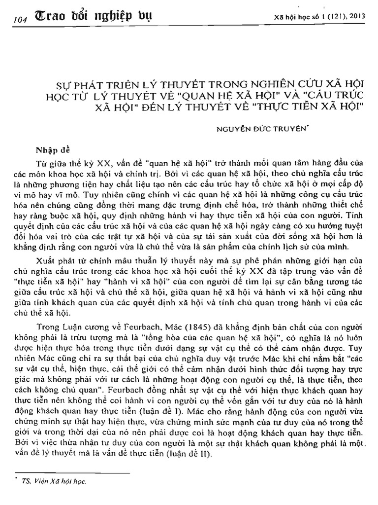 Si phat trien ly thuyet trong nghien cltu xa hoi hqc tir ly thuyet ve