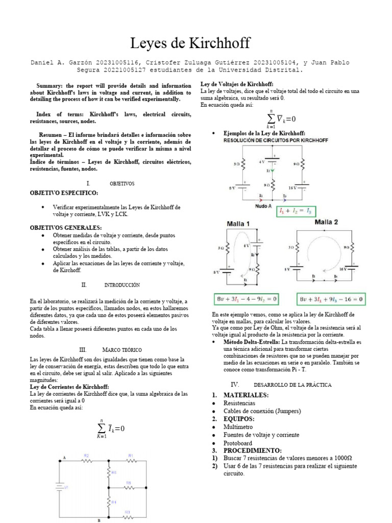 Informe de LCK y LVK | PDF | Resistencia Eléctrica y Conductancia | voltaje