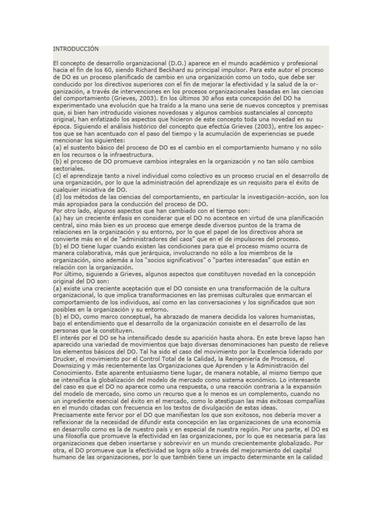 Evolución del Desarrollo Organizacional | PDF | Business | Evaluación