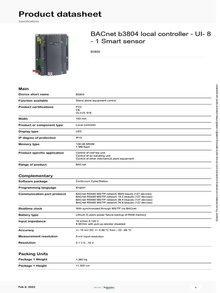 BACnet B3804 Local Controller Specs | PDF | Computer Engineering ...
