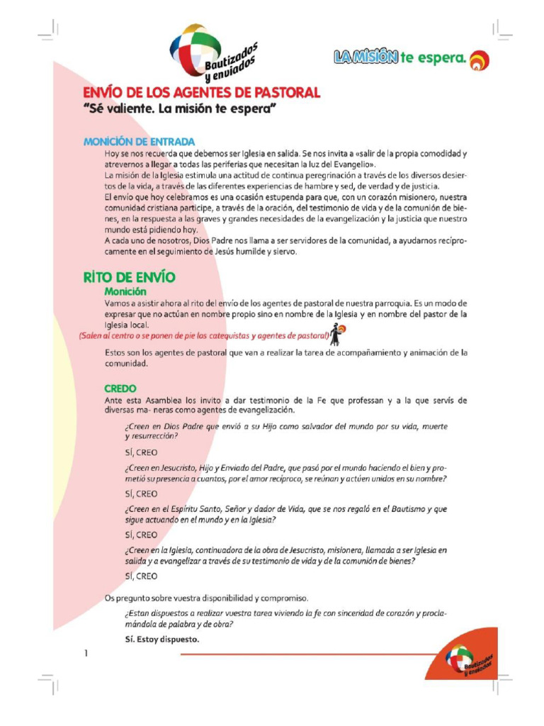 Envío de Los Agentes de Pastoral | PDF
