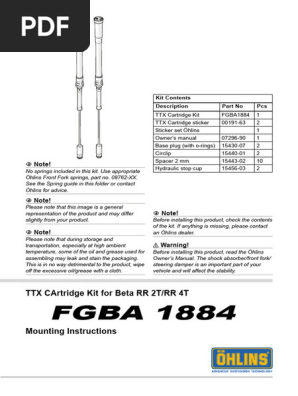 Öhlins TTX Cartridge Kit Instructions | PDF | Vehicles