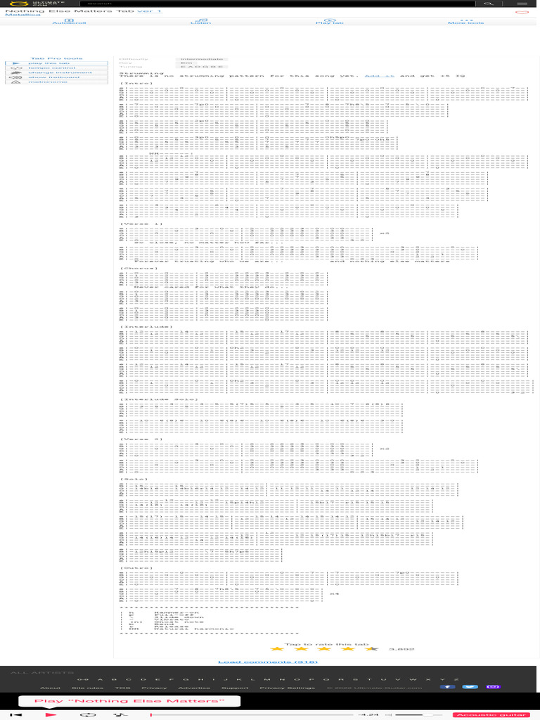 Nothing Else Matters Tab by Metallica @ | PDF | Musical Techniques ...