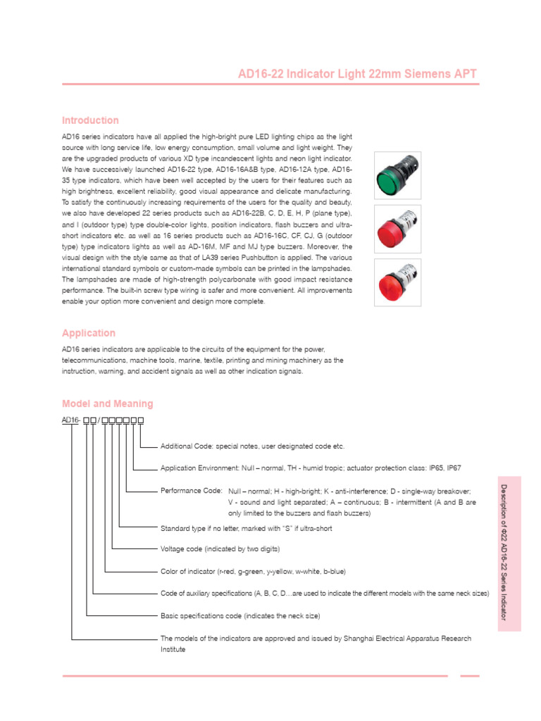 AD16-22 Series Indicator Overview | PDF | Power Supply | Alternating ...
