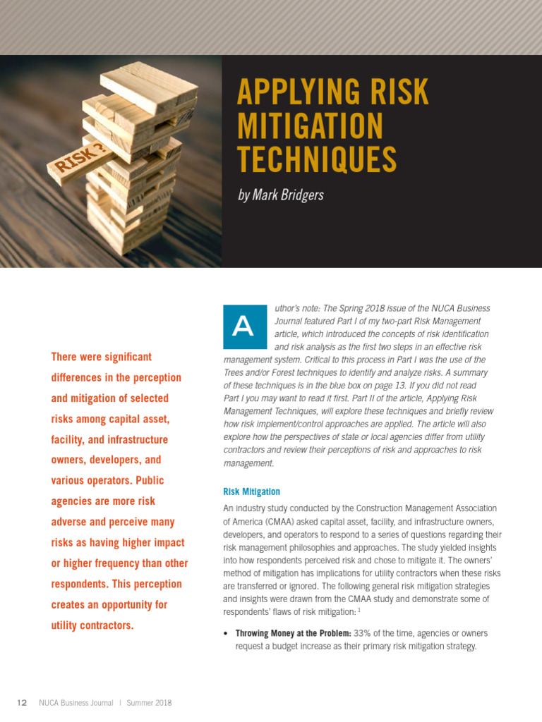 Risk Mitigation Techniques in Construction | PDF | Risk | Risk Management