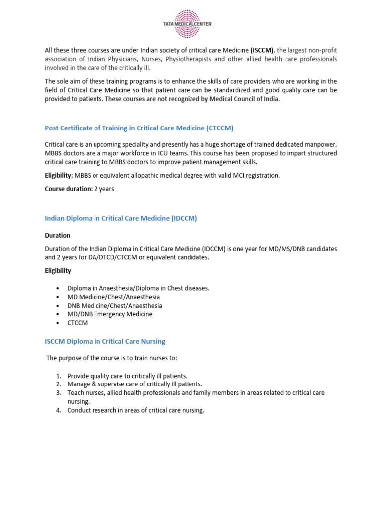 ISCCM Courses PDF