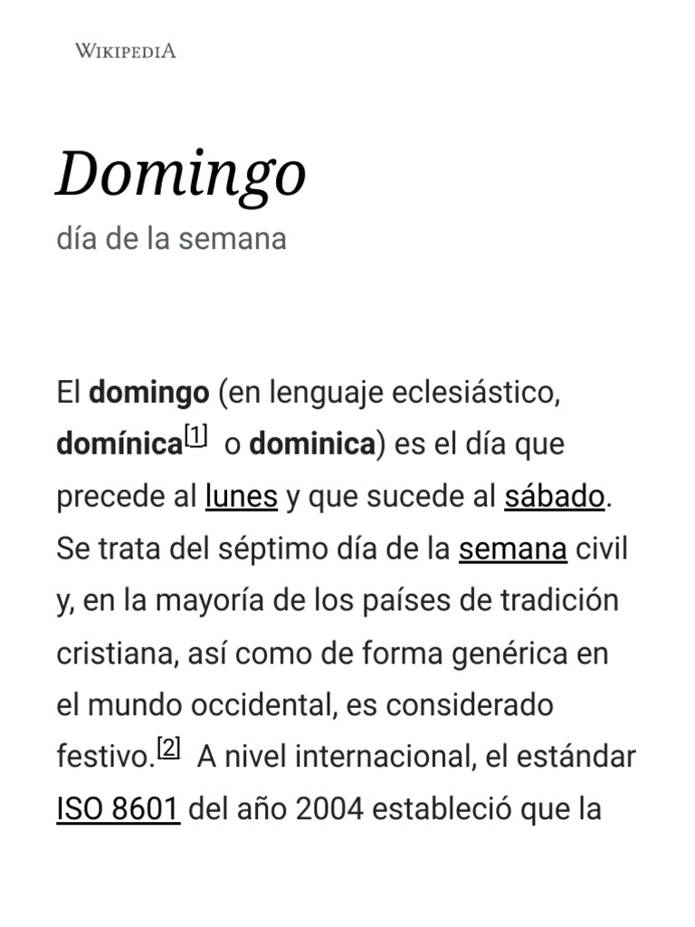 Domingo - Wikipedia, La Enciclopedia Libre | PDF | Religiones abrahámicas