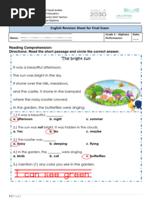 Gr.2_English Revision Sheet Final_Answer Key