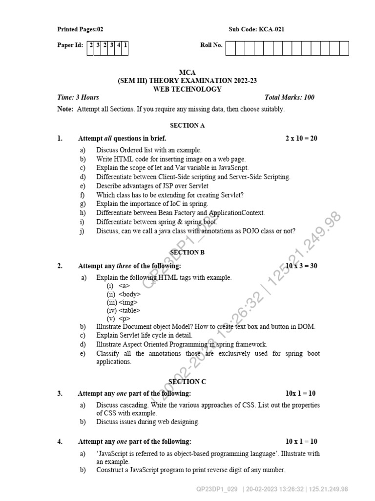 Web Technology Exam Notes PDF | PDF | Spring Framework | Document ...