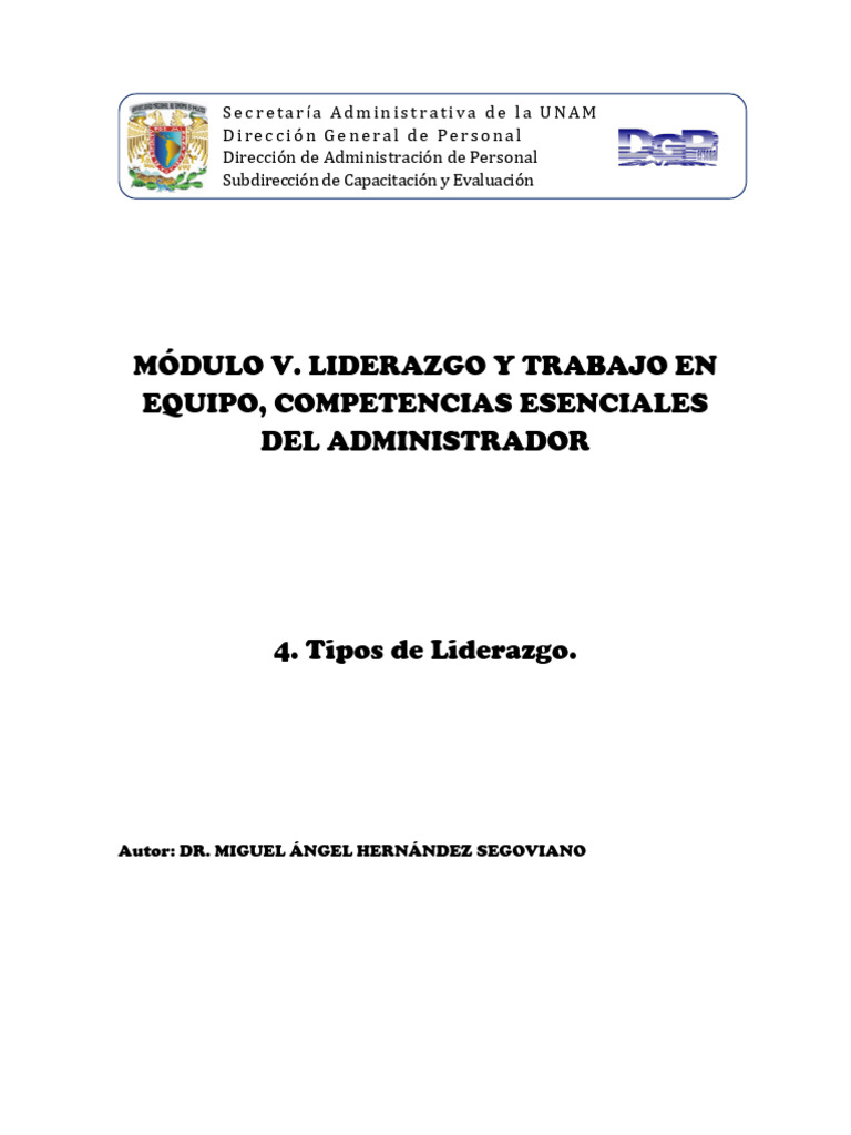 Tipos de Liderazgo en Administración | PDF | Liderazgo | Cognición