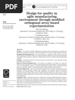 Design For Quality in Agile Manufacturing Environment Through Modified Orthogonal Array-Based Experimentation