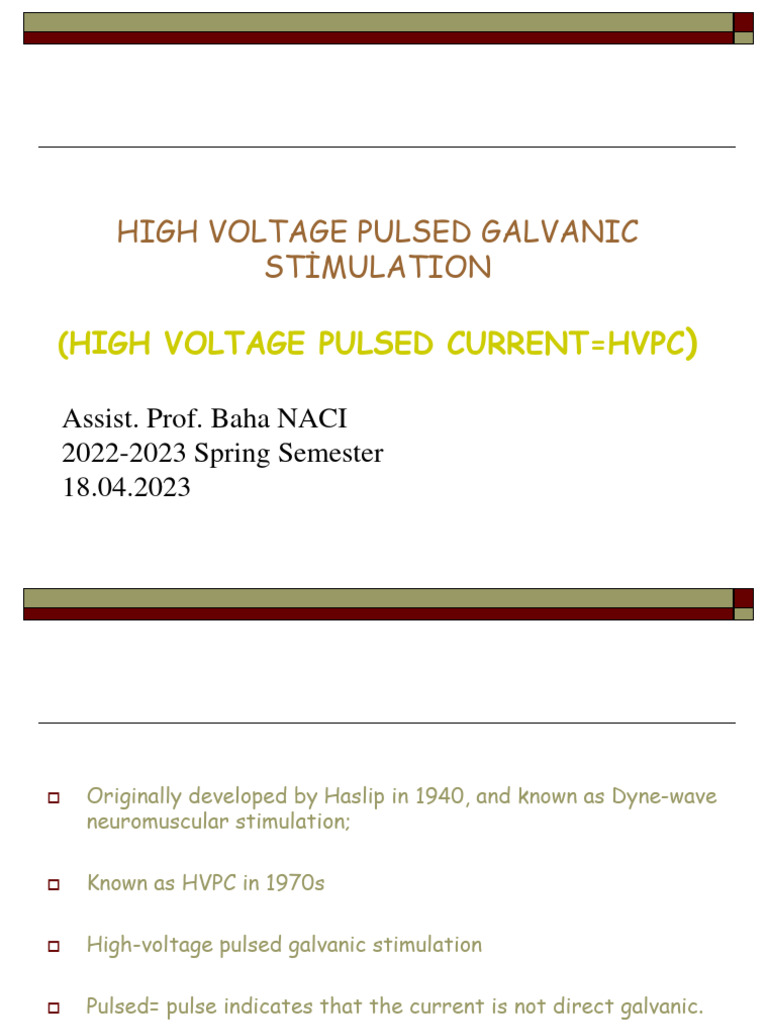 High Voltage Pulsed Galvanic Stimulation | PDF | Pain | Physical Therapy