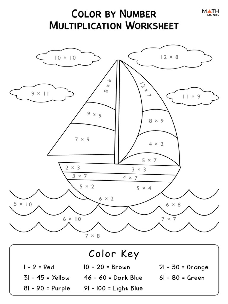 Math Multiplication Coloring Worksheets - 1715328633