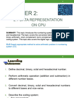 2.1 Data Representation On Cpu: SUMMARY: This Topic Introduces The Numbering Systems: Decimal, Binary, Octal