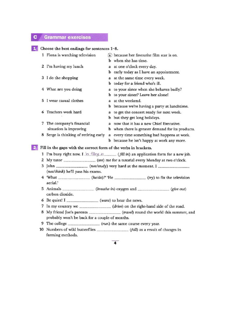 Present Simple Present Continous From Ielts Pdf