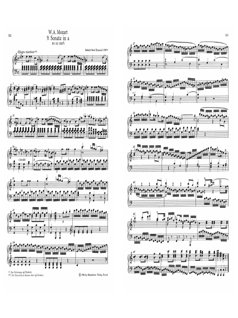 Score Mozart, Piano Sonata in A Minor, K. 310, I. PDF