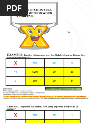 Exit Ticket Multiplication Area Model Method Word Problems TURN IT In
