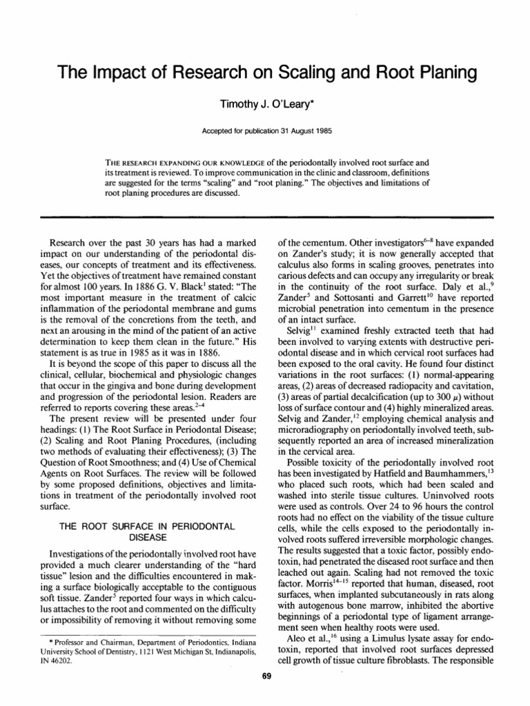 Research on Scaling and Root Planing | PDF | Periodontology | Medical ...