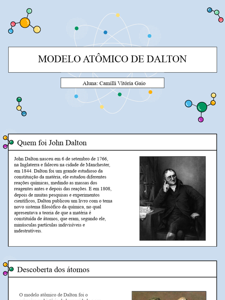 Modelo Atômico de John Dalton | PDF | Matéria | Átomos