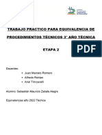 TRABAJO PRÁCTICO PARA EQUIVALENCIA DE PROCEDIMIENTOS TÉCNICOS 3 (Etapa 2) 5ta Parte