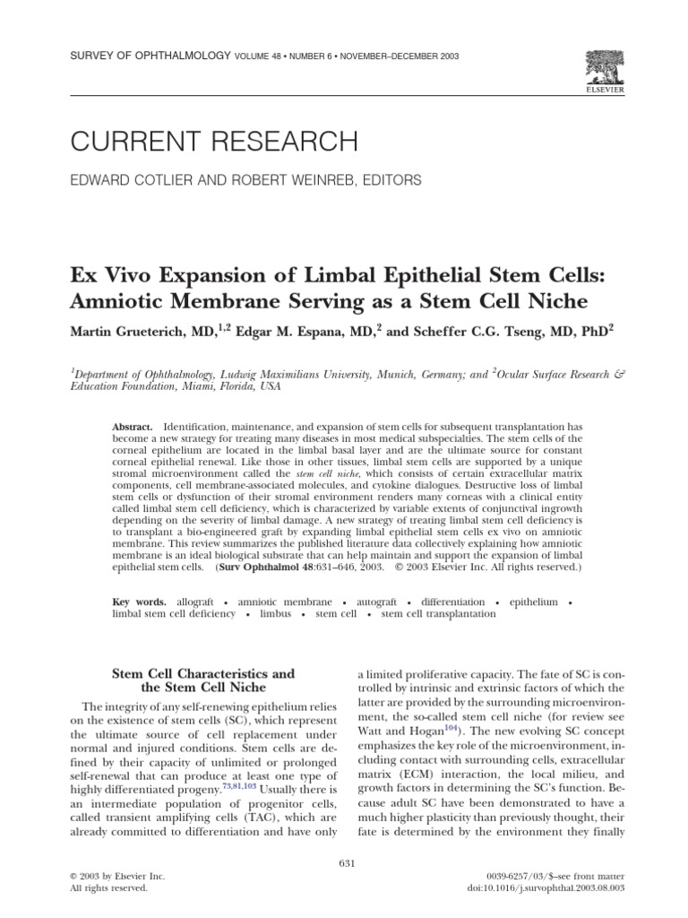 The Progress In Techniques For Culturing Human Limbal Epithelial Stem ...