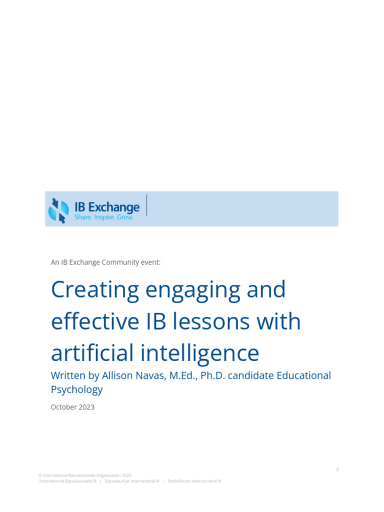 Creating Engaging and Effective IB Lessons With Artificial Intelligence ...