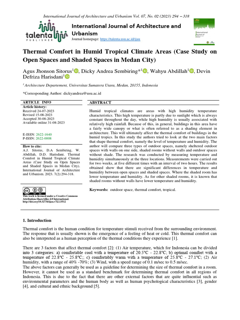 Thermal Comfort in Humid Tropical Climate Areas Ca | PDF | Humidity ...