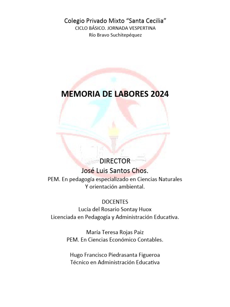 MEMORIA DE LABORES 2024 PDF Enseñando Plan de estudios