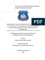 Trabajo Remoto y Canales de Comunicación de La Estrategia Aprendo en Casa, en Los Docentes Del Nivel Primaria de Las IEBR de La Zona Urbana Tambopata-HUAMAN Q. MARTHA