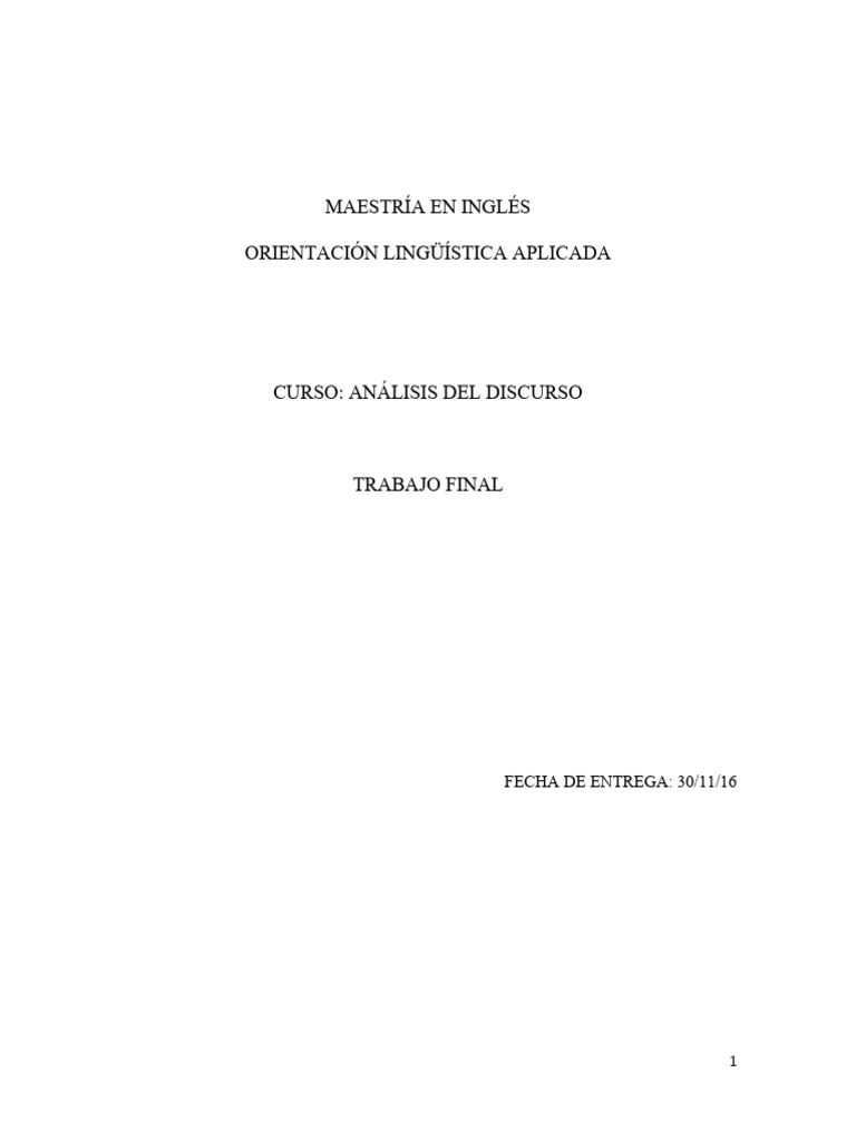 Discourse Analysis - Final Paper | PDF | Quantitative Research ...