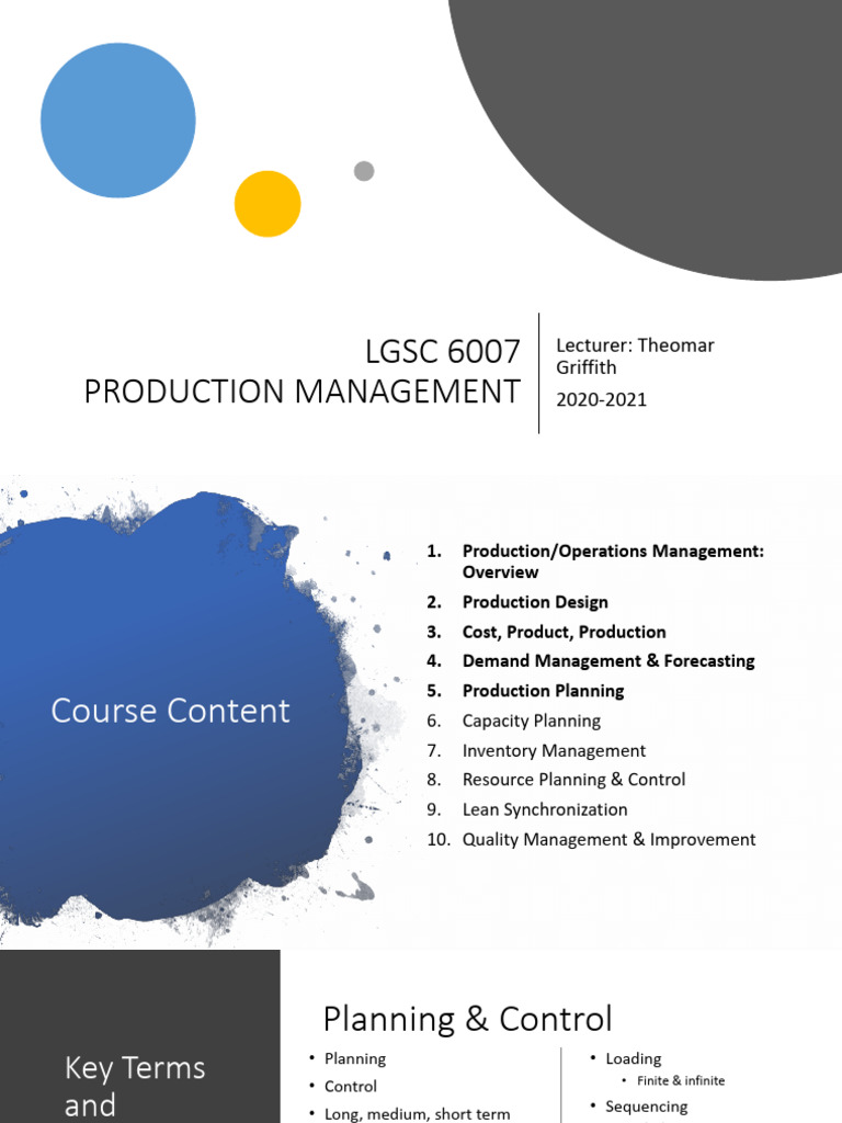 Topic 5 Production Planning Presentation and Activities | Download Free