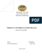 Seminarski Rad Iz Pedagogije - Verbalna I Neverbalna Komunikacija - Arijana Tema Juni 2023.
