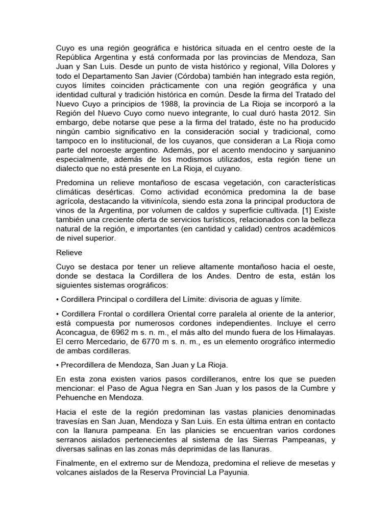 Cuyo | PDF | Ciencias de la Tierra | Geografía Física