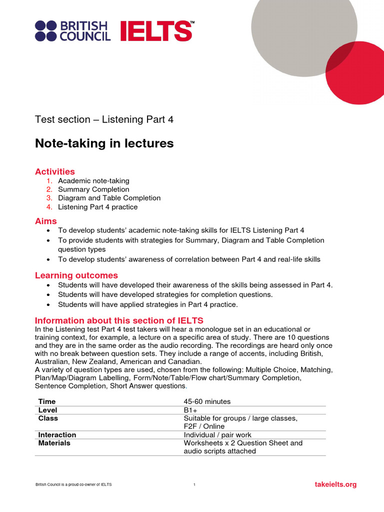 IELTS Listening Part 4 Note-Taking Guide | PDF | Agriculture | Soil