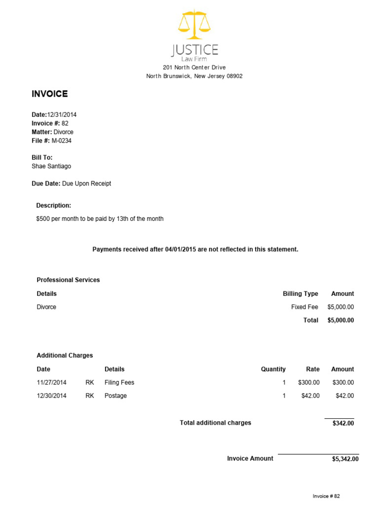 Legal Invoice Template | PDF