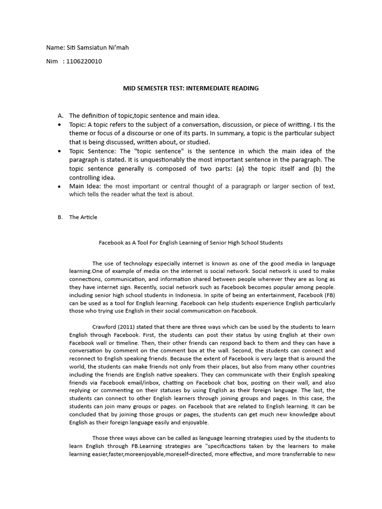 Mid test of intermediate reading siti samsiatun ni mah pdf