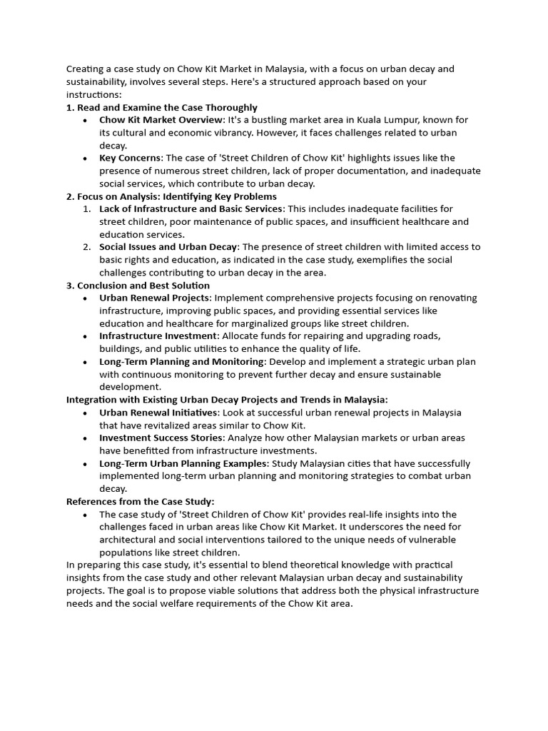 Creating a Case Study on Chow Kit Market in Malaysia PDF