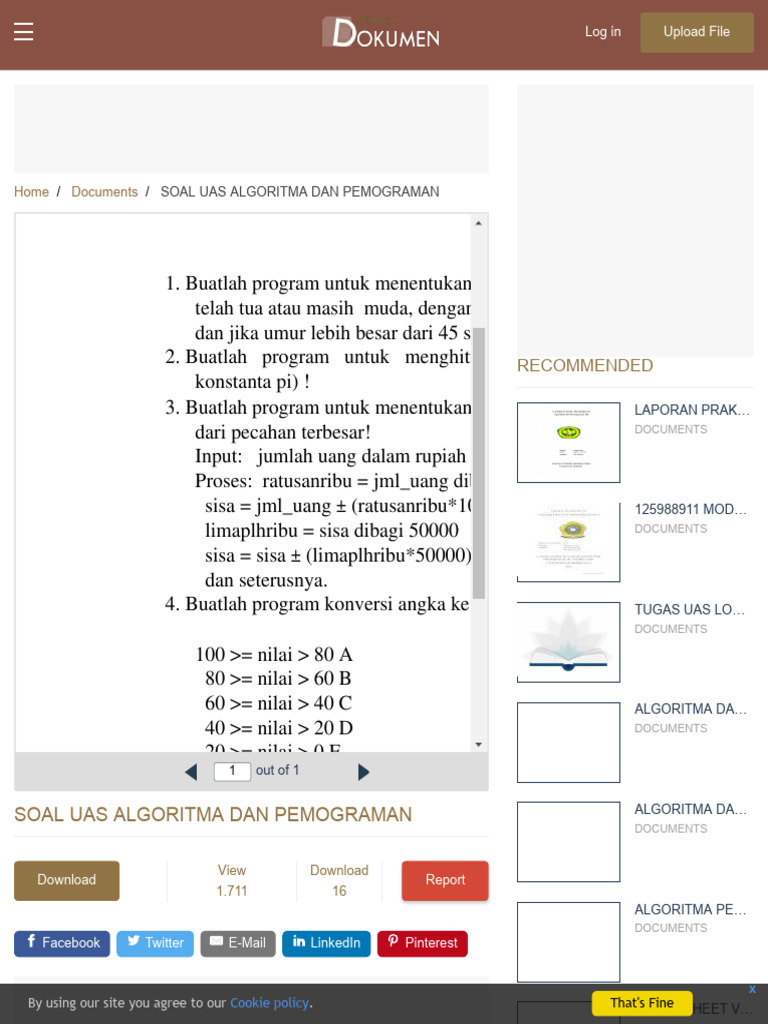 Soal Uas Algoritma Dan Pemograman | PDF