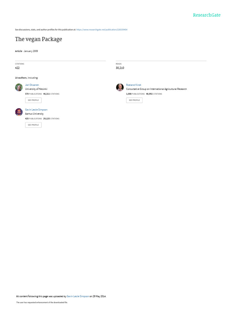 The Vegan Package | PDF | Ecology