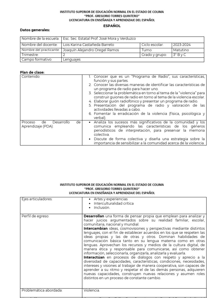 Planeaci n programa de radio pdf evaluaci n ense ando