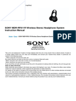 MDR Rf811r Wireless Stereo Headphone System Manual